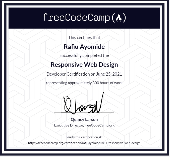 FreeCodeCamp Certificate